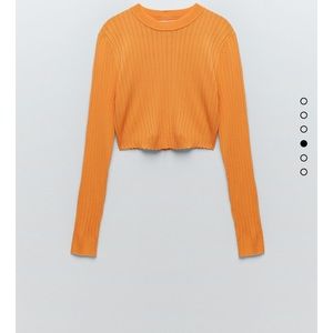 Zara orange knit crop top